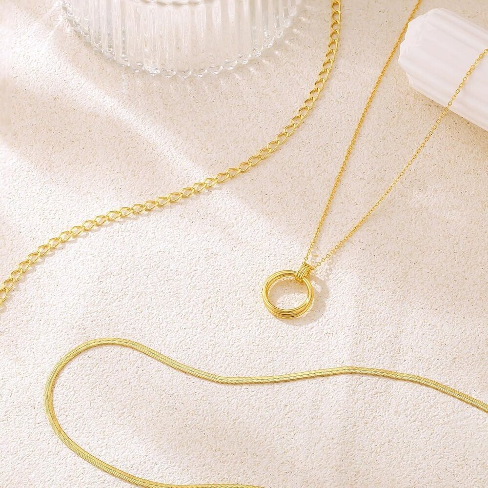 Christmas gift gold Style 12 plated layered necklaces women dainty choker set - Picture 6 of 7